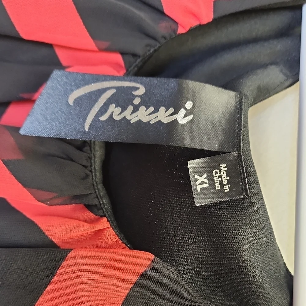 Trixxi Red and Black Chevron Skirt Set